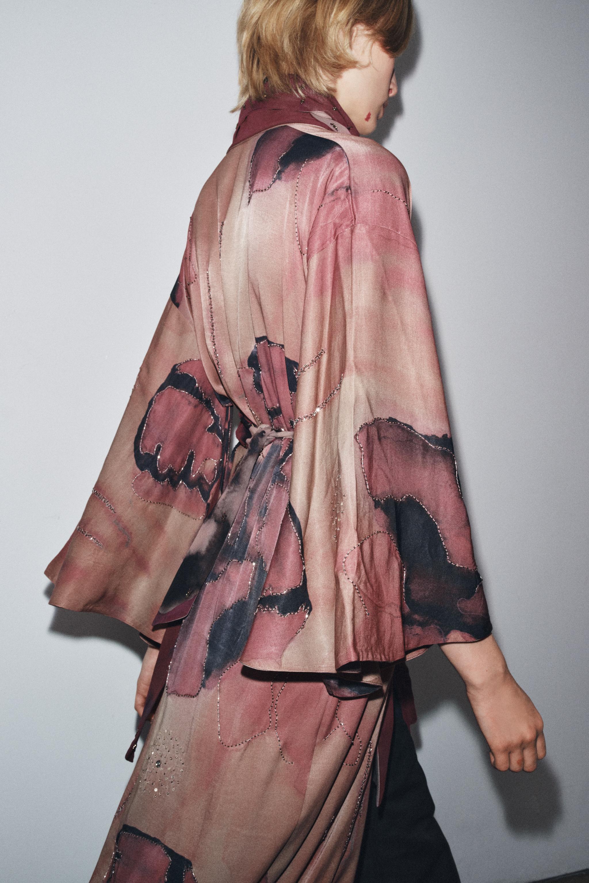 LIMITED EDITION BEADED PRINT KIMONO